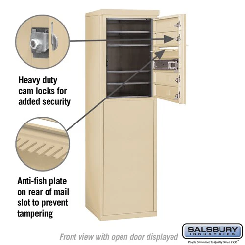 6 Door High Free-Standing 4C Horizontal Mailbox with Private Access in Sandstone - Image 3