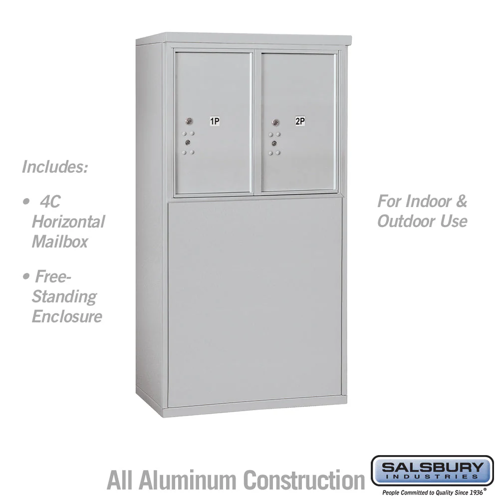 6 Door Free-Standing Parcel Locker with 2 Parcel Lockers in Aluminum for USPS Access