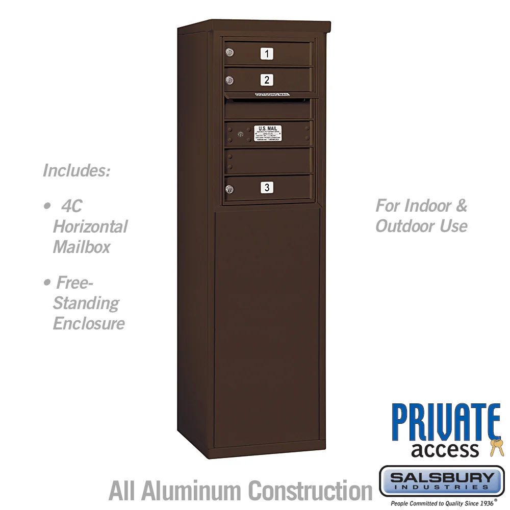 6 Door High Free-Standing Horizontal Mailbox with Private Access