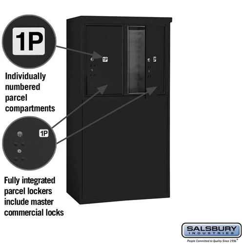 6 Door High Free-Standing Parcel Locker with 2 Parcel Lockers in Black for Private Access - Image 2