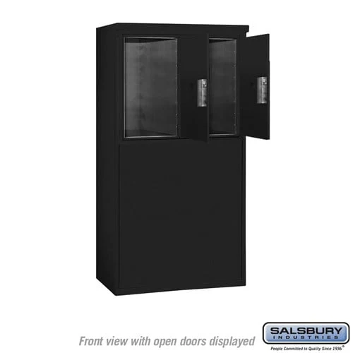 6 Door High Free-Standing Parcel Locker with 2 Parcel Lockers in Black for Private Access - Image 3