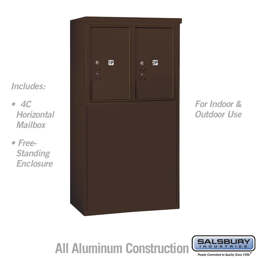 6 Door High Free-Standing Parcel Locker with 2 Parcel Lockers in Bronze