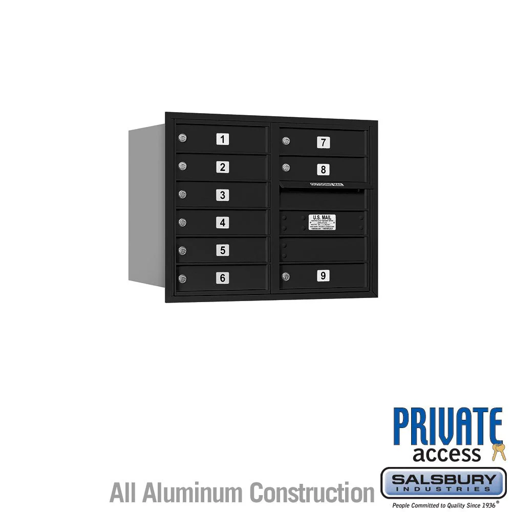 6 Door High Recessed Mounted 4C Horizontal Mailbox with 9 Doors in Black - Rear Loading