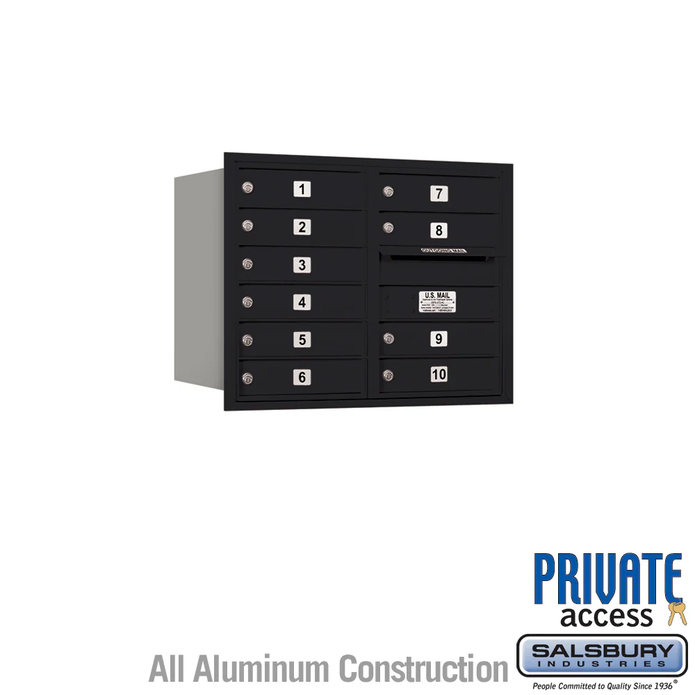 6 Door High Recessed Mounted 4C Horizontal Mailbox with 9 Doors in Black - Rear Loading - Image 4