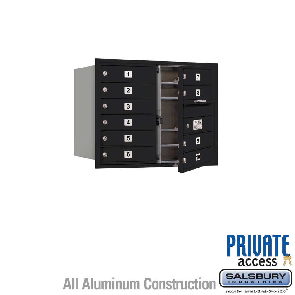 6 Door High Recessed Mounted 4C Horizontal Mailbox with Private Access - Black - Image 6