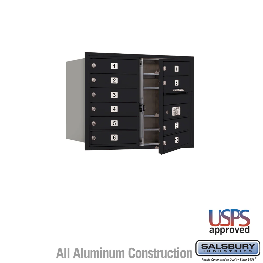 10-Door Black Recessed Mounted Mailbox with USPS Access - Image 4