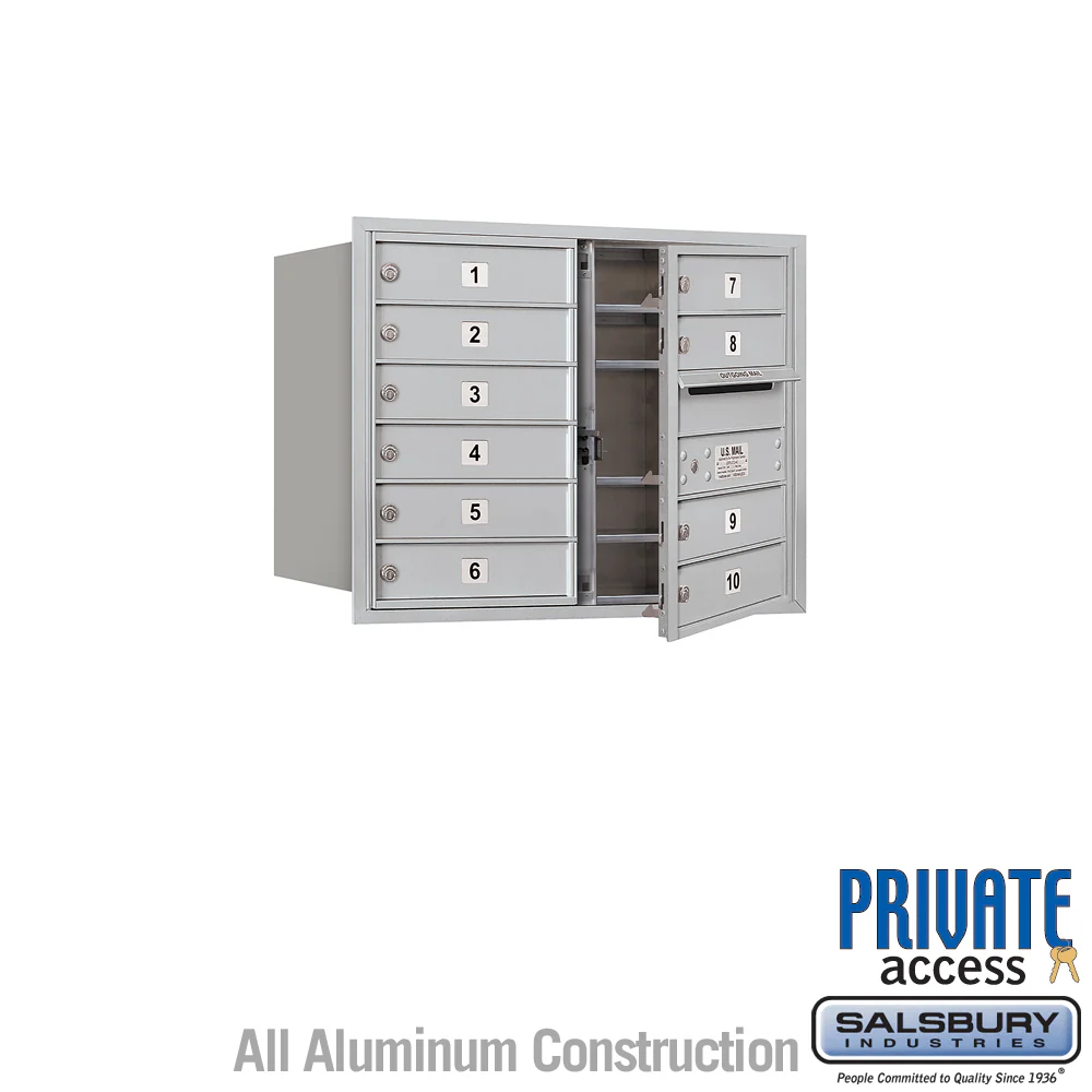 6 Door High Recessed Mounted 4C Horizontal Mailbox with 10 Doors - Private Access - Front Loading