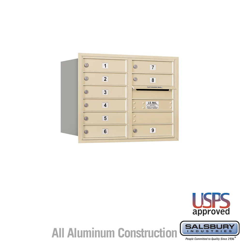 6 Door High Recessed Mounted 4C Horizontal Mailbox with USPS Access, Rear Loading, Sandstone - Image 4