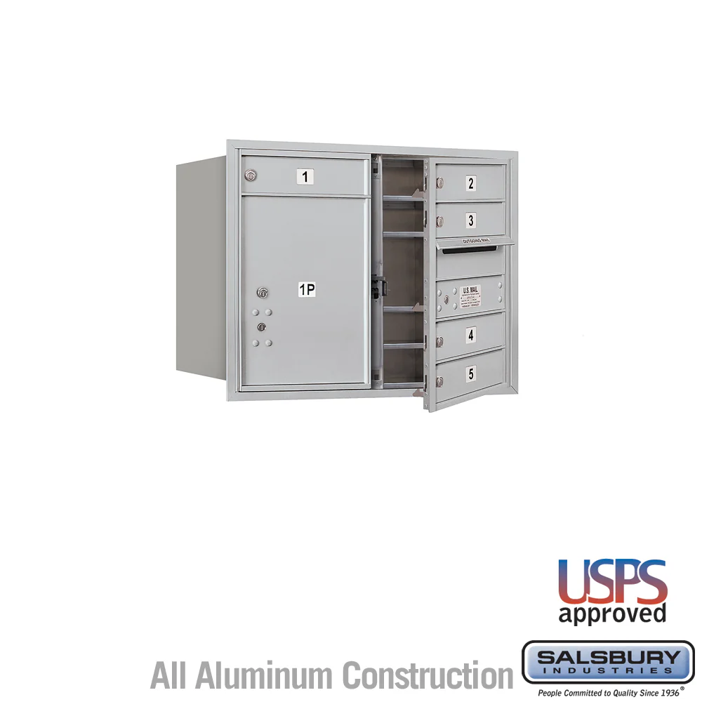 6 Door High Recessed Mounted 4C Horizontal Mailbox with Parcel Locker - Aluminum - USPS Access