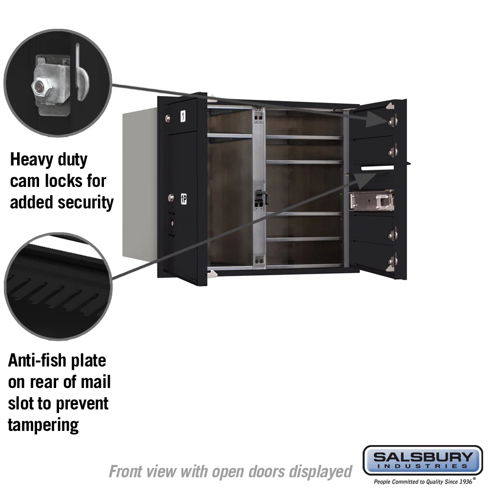 6 Door High Recessed Mounted 4C Horizontal Mailbox with Parcel Locker - Black, USPS Approved - Image 3