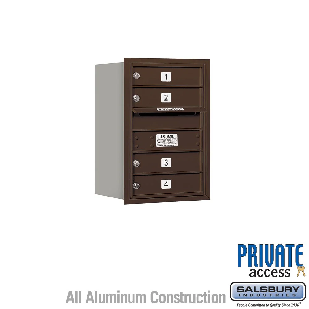 6 Door High Recessed Mounted 4C Horizontal Mailbox with Private Access - Rear Loading