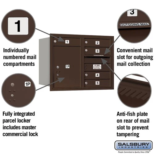 6 Door High Recessed Mounted 4C Horizontal Mailbox with Private Access - Rear Loading - Image 5