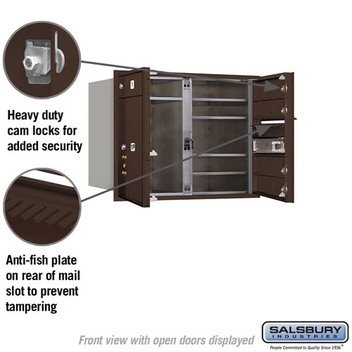 6 Door High Recessed Mounted 4C Horizontal Mailbox with Parcel Locker in Bronze - Private Access - Image 3