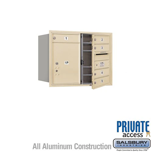 6 Door High Recessed Mounted 4C Horizontal Mailbox with Parcel Locker in Sandstone