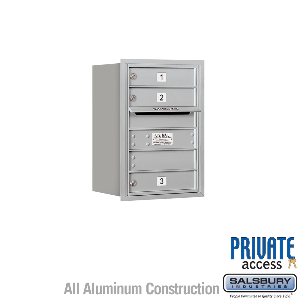 6 Door High Recessed Mounted 4C Horizontal Mailbox with Private Access - Rear Loading
