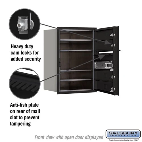 6-Door High Recessed Mounted 4C Horizontal Mailbox with Private Access - Black - Image 3