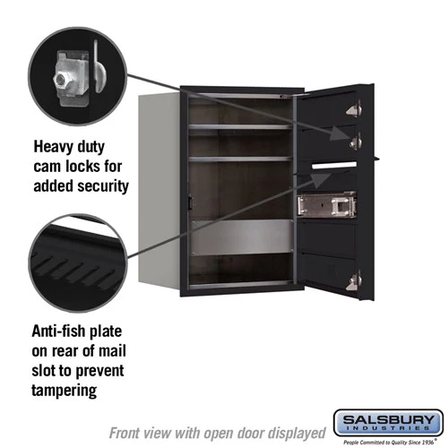 6 Door High Recessed Mounted 4C Horizontal Mailbox with Private Access - Black - Image 3