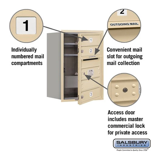 6 Door High Recessed Mounted 4C Horizontal Mailbox with Private Access - Sandstone - Image 2