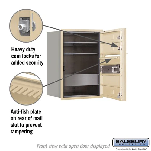 6 Door High Recessed Mounted 4C Horizontal Mailbox with Private Access - Sandstone - Image 3