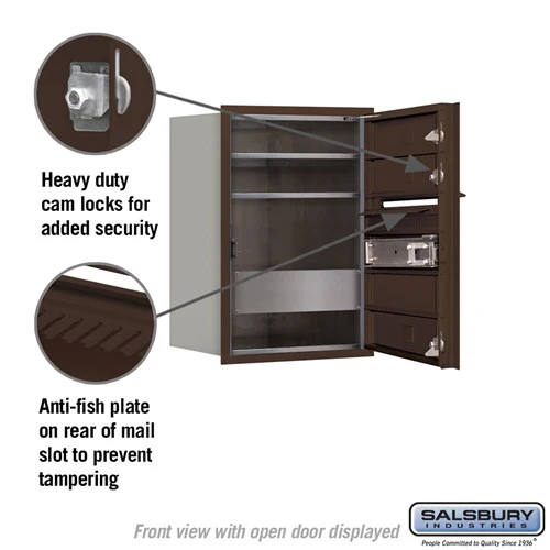 6 Door High Recessed Mounted 4C Horizontal Mailbox with USPS Access - Bronze - Image 3