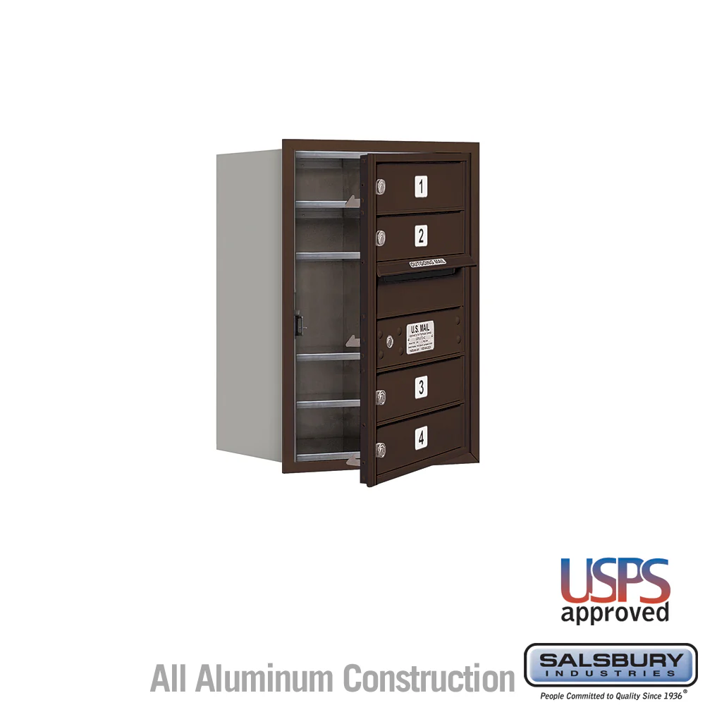 6 Door High Recessed Mounted 4C Horizontal Mailbox with USPS Access - Bronze - Image 6