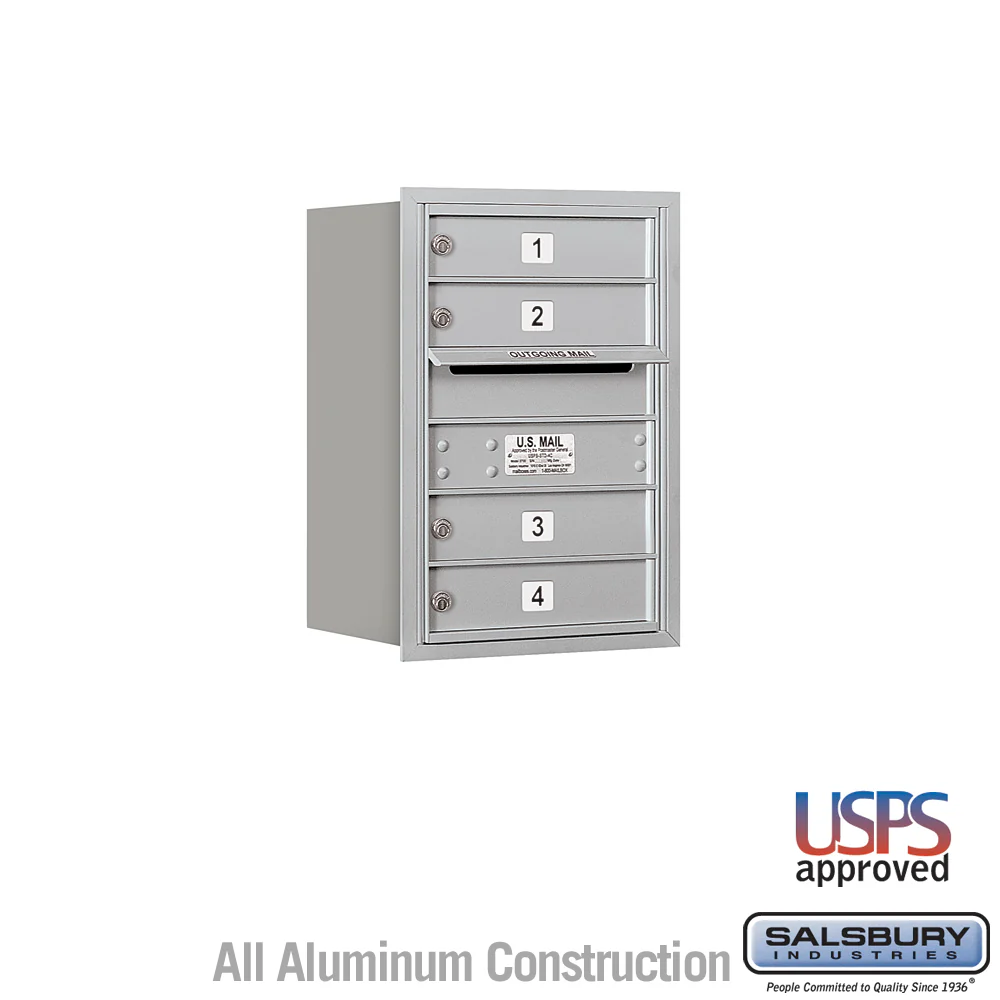 6 Door High Recessed Mounted 4C Horizontal Mailbox with USPS Access - Rear Loading