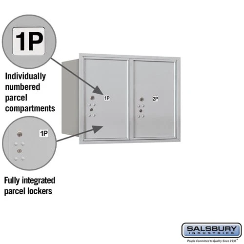 6 Door High Recessed Mounted 4C Horizontal Parcel Locker with 2 Parcel Lockers - Rear Loading - Image 2