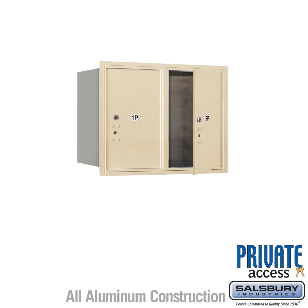 6 Door High Recessed Mounted 4C Horizontal Parcel Locker with 2 Parcel Lockers in Sandstone - Front Loading