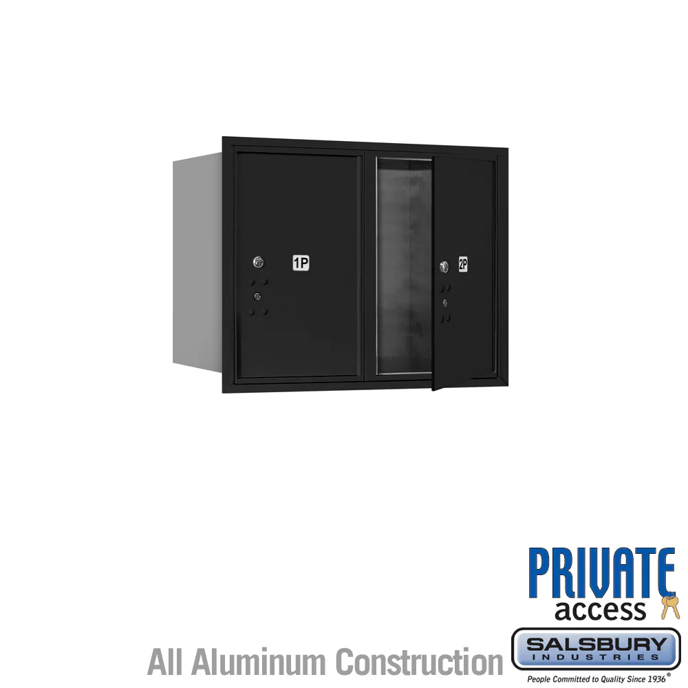 6-Door High Recessed Mounted Parcel Locker with 2 Parcel Lockers - Black - Front Loading