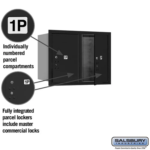 6-Door High Recessed Mounted Parcel Locker with 2 Parcel Lockers - Black - Front Loading - Image 2