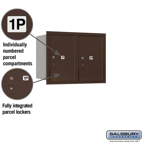 6-Door High Recessed Mounted Parcel Locker with USPS Access - Bronze - Rear Loading - Image 2