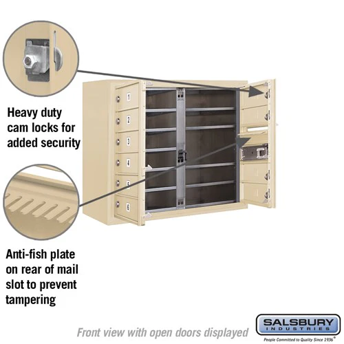 6 Door High Surface Mounted 4C Horizontal Mailbox with 10 Doors in Sandstone with Private Access - Image 3