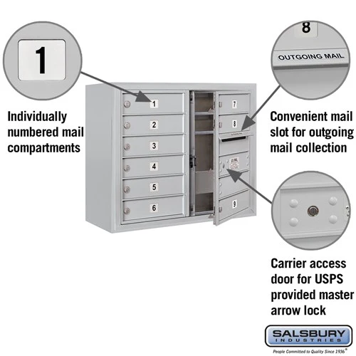 6 Door High Surface Mounted Parcel Locker with 2 Parcel Lockers in Aluminum with USPS Access - Image 6