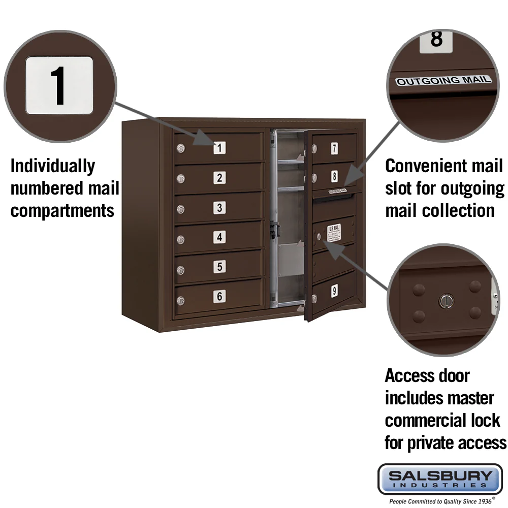 6-Door High Surface Mounted Bronze Mailbox with Private Access - Image 6