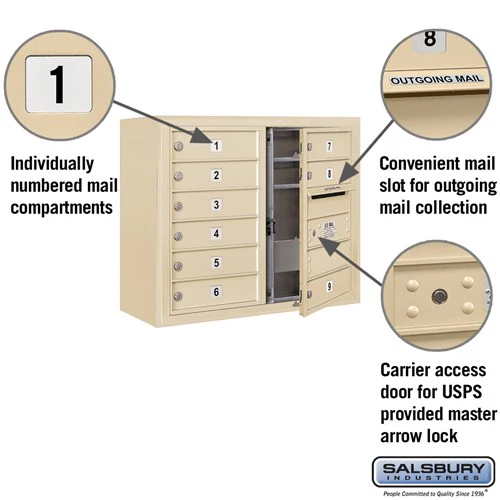 6 Door High Surface Mounted 4C Horizontal Mailbox with USPS Access - Image 6