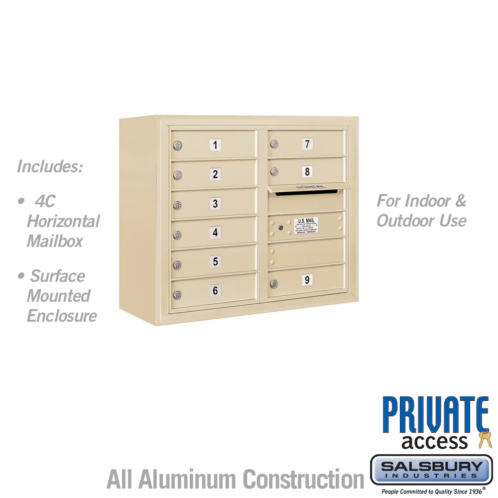 6 Door High Surface Mounted 4C Horizontal Mailbox with Private Access in Sandstone - Image 5