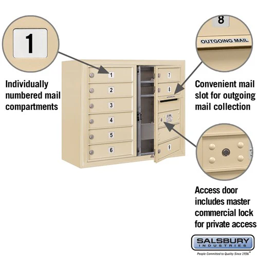 6 Door High Surface Mounted 4C Horizontal Mailbox with Private Access in Sandstone - Image 6
