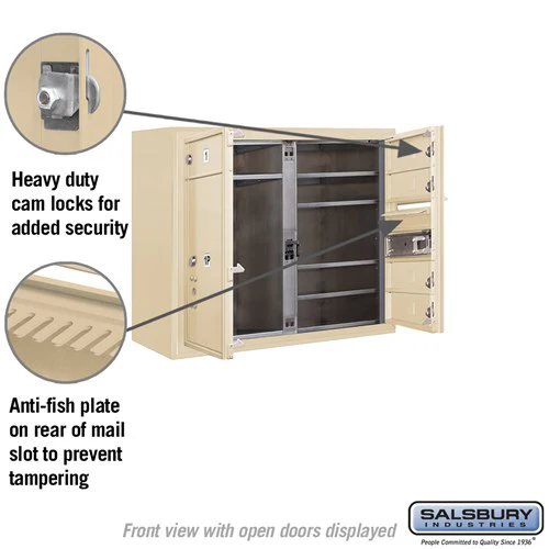 6 Door High Surface Mounted 4C Horizontal Mailbox with Parcel Locker in Sandstone - Image 3