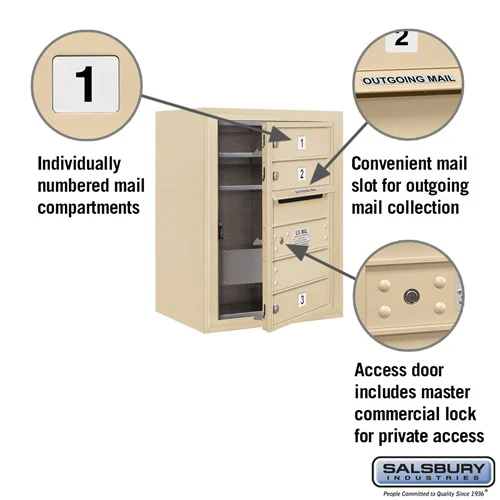 6 Door High Surface Mounted 4C Horizontal Mailbox with Private Access in Sandstone - Image 2