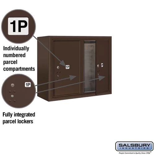 6 Door High Surface Mounted 4C Horizontal Parcel Locker with 2 Parcel Lockers in Bronze with USPS Access - Image 2