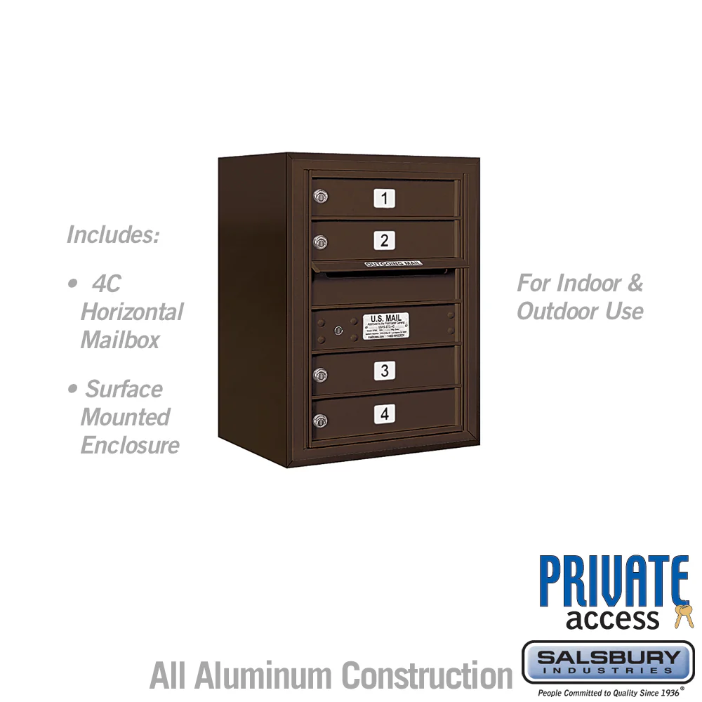 6-Door High Surface Mounted Bronze Mailbox with Private Access