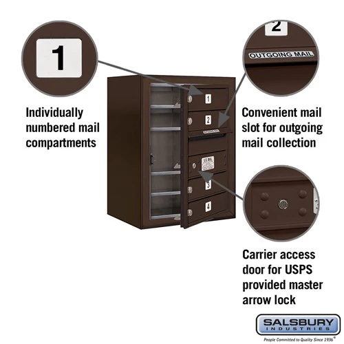 6-Door High Surface Mounted Bronze Mailbox with USPS Access - Image 2