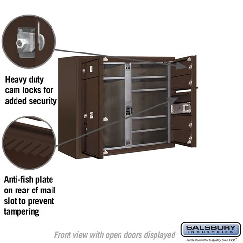 6-Door High Surface Mounted Mailbox with Parcel Locker in Bronze with USPS Access - Image 3