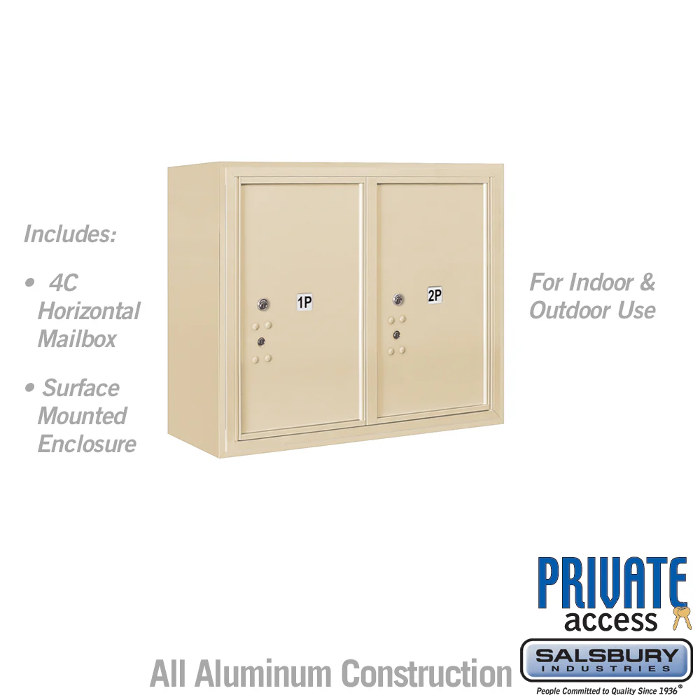 6 Door High Surface Mounted Parcel Locker with 2 Parcel Lockers in Sandstone with Private Access