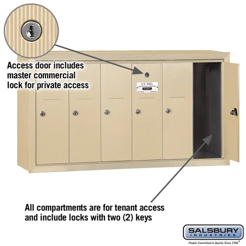 6-Door Sandstone Vertical Mailbox with Master Lock for Private Access - Image 2