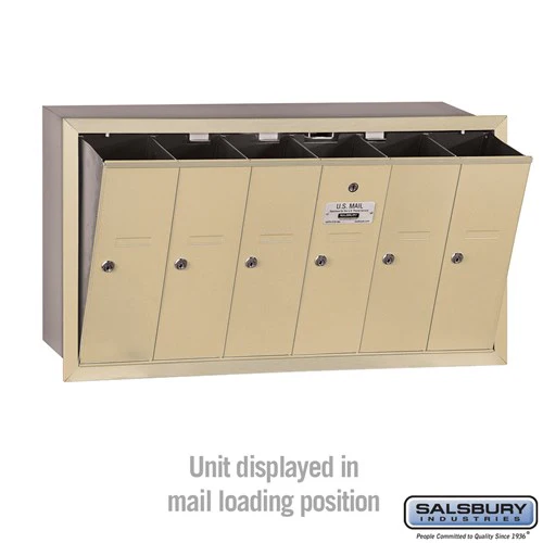 6-Door Sandstone Vertical Mailbox with Private Access and Recessed Mounting - Image 3