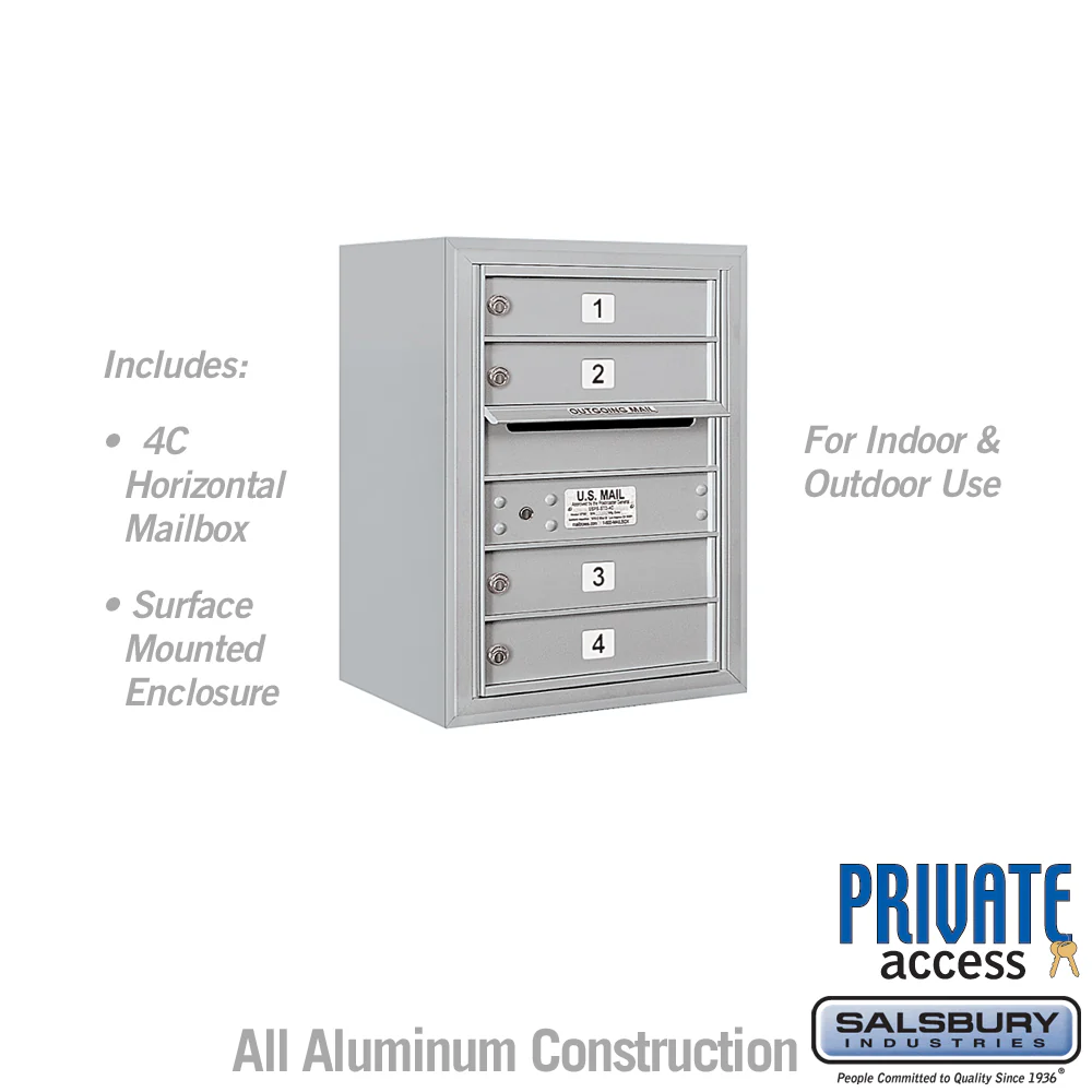 6-Door Surface Mounted 4C Horizontal Mailbox with Private Access