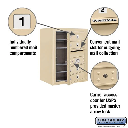 6-Door Surface Mounted 4C Horizontal Mailbox with USPS Access - Image 2