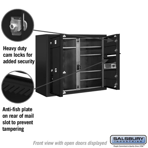 6-Door Surface Mounted Mailbox with Parcel Locker and USPS Access - Image 3