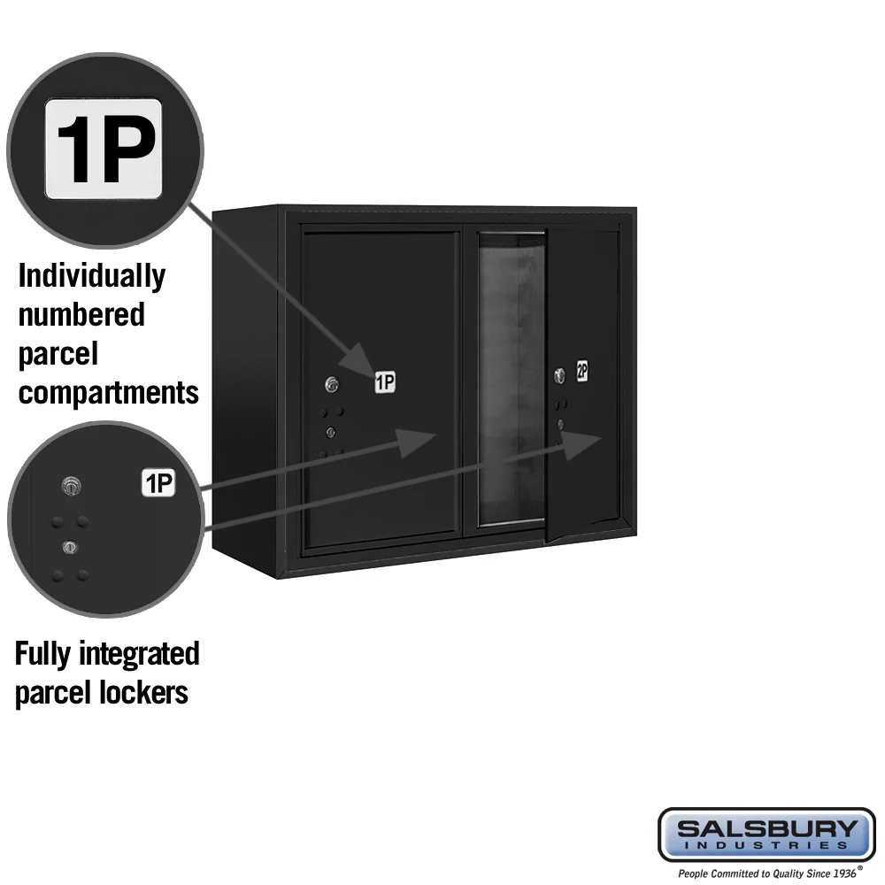 6-Door Surface Mounted Parcel Locker with 2 Parcel Lockers, Black, USPS Access - Image 2